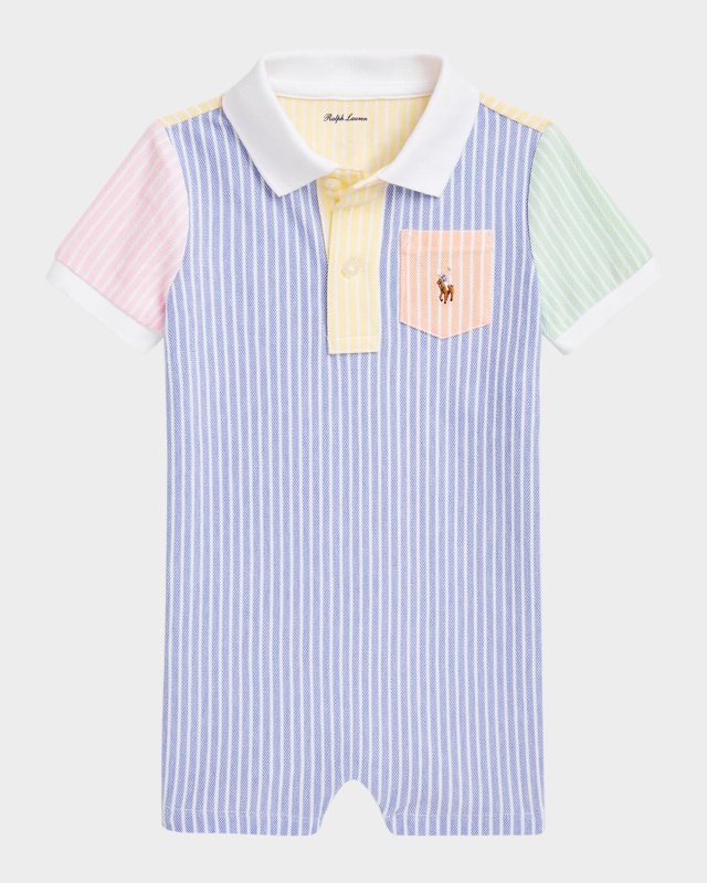 Boy's Stripe Colorblock Oxford Shortall, Size 3M-12